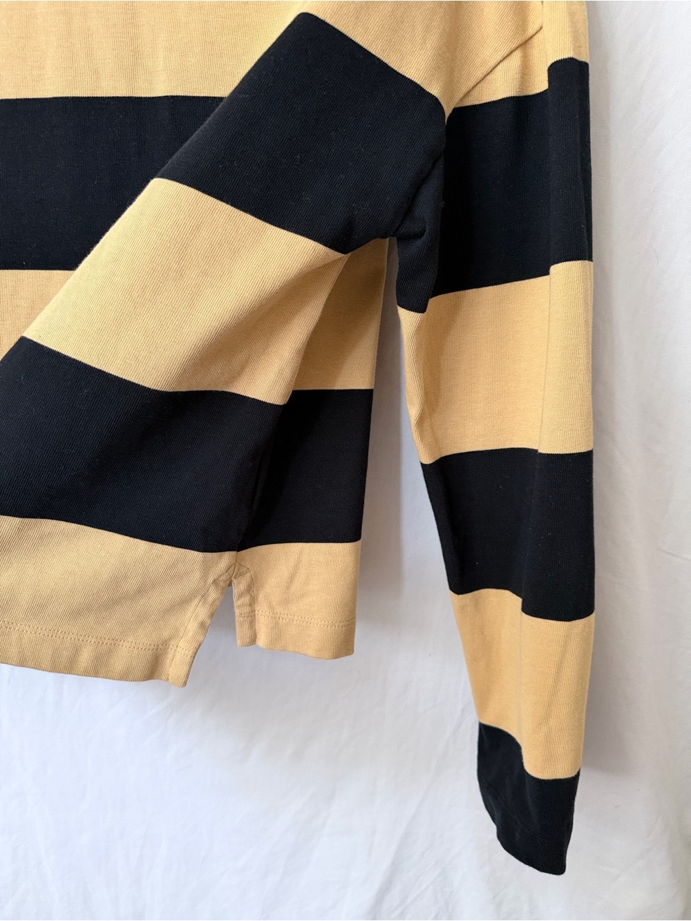Classic Rugby Shirt Campus Style Cream Blue stripe collared top - Picture 6 of 6